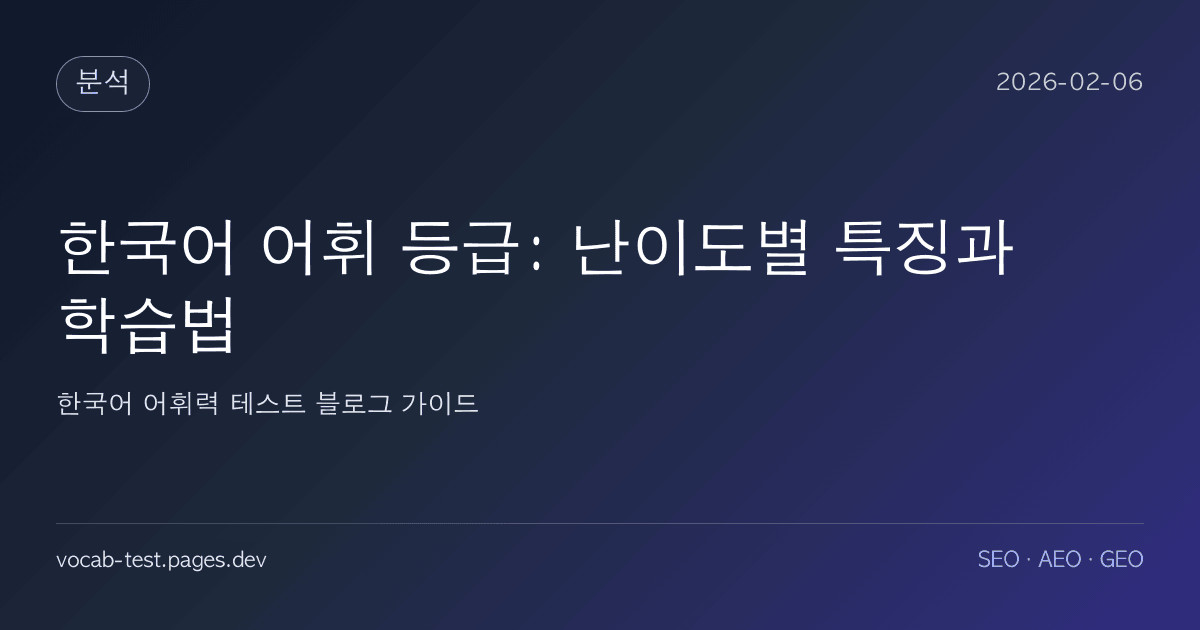 한국어 어휘 등급: 난이도별 특징과 학습법 어휘력 가이드 썸네일 이미지